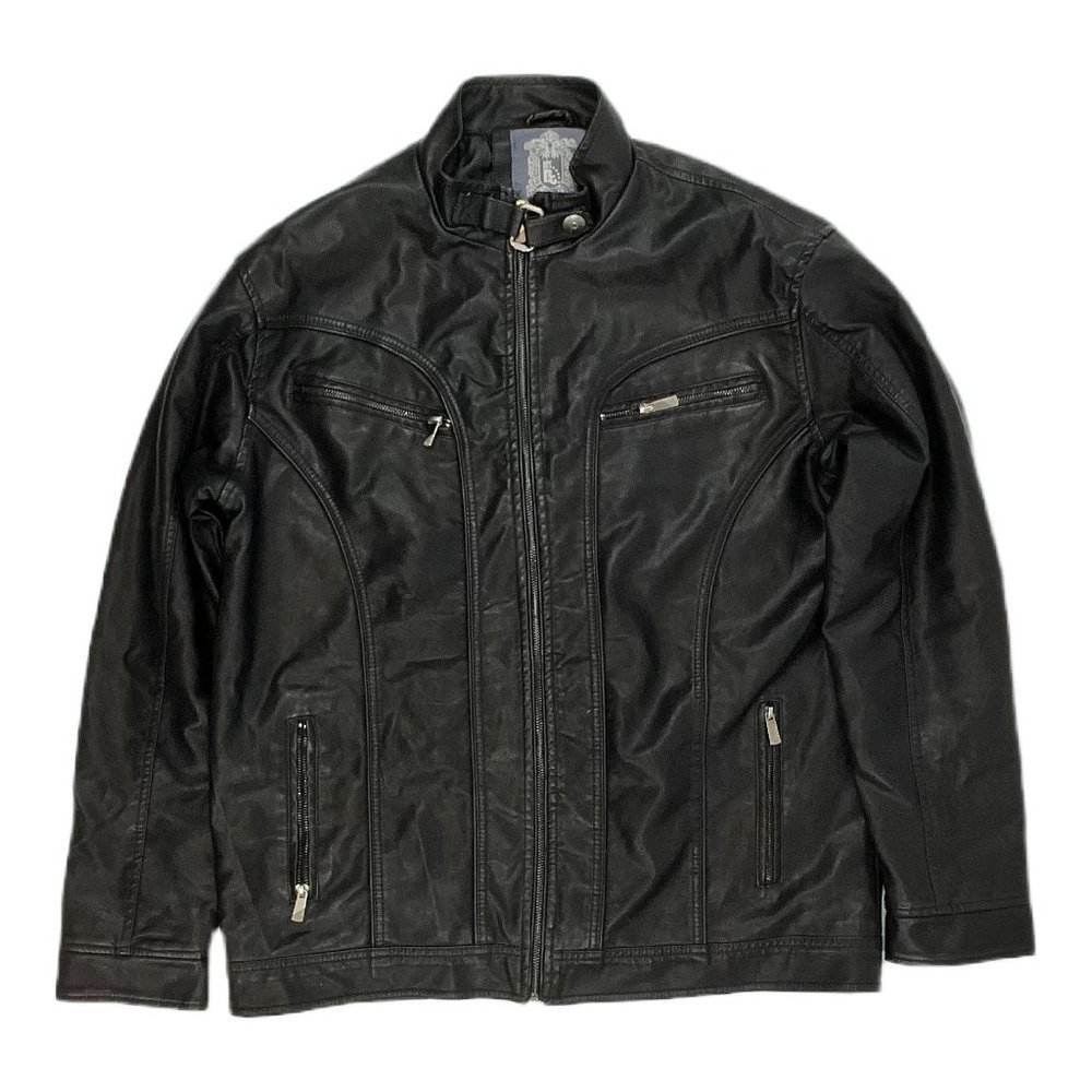 Bleu Grandeur Faux Leather Moto Jacket